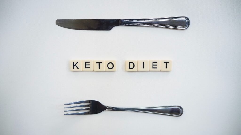 a photo of scrabble pieces spelling out keto diet